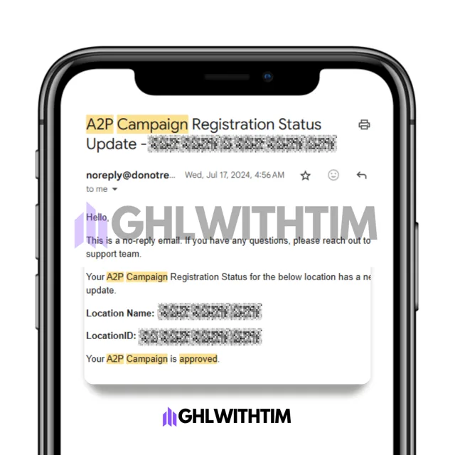 A2P campaign approved in GoHighLevel