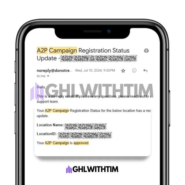 A2P campaign approved in GoHighLevel